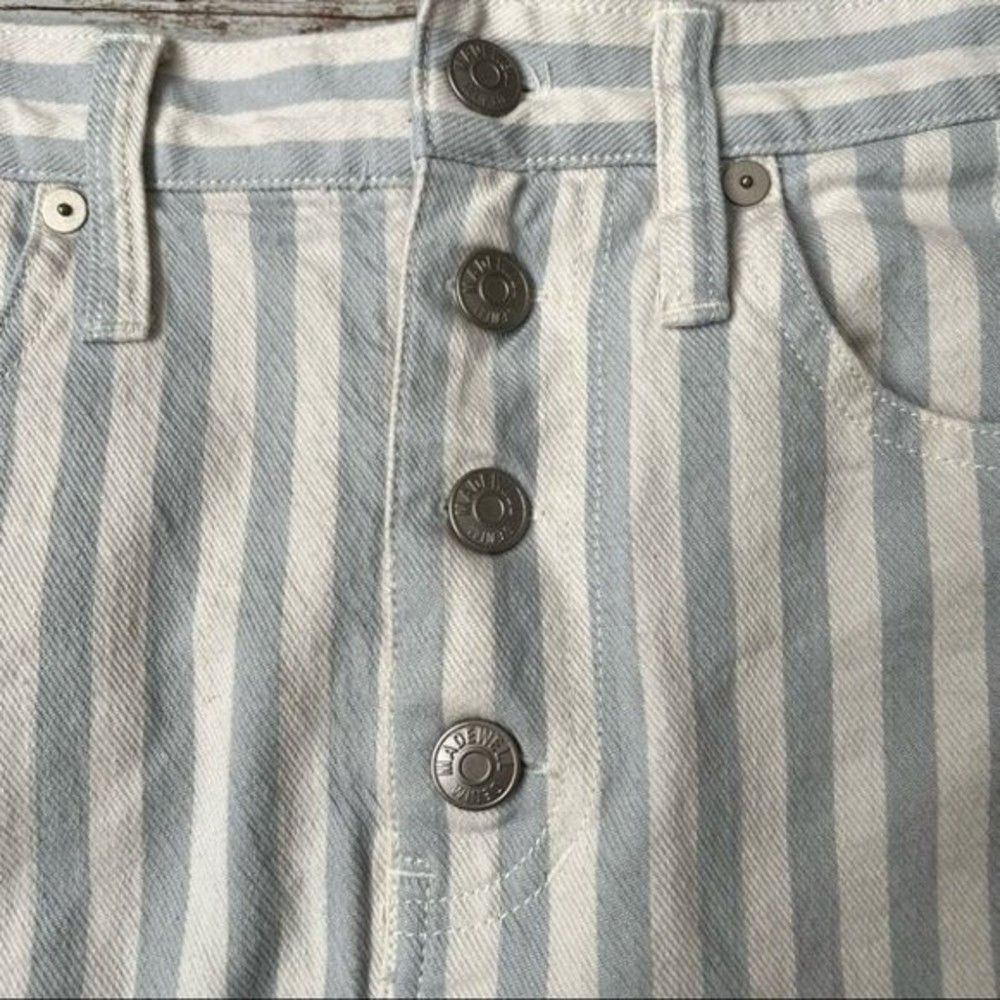 Madewell Striped Pompano A Line Button Front Mini Skirt Size 25 - Picture 3 of 9